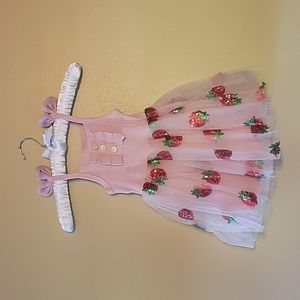 Baby strawberry dress first birthday pink